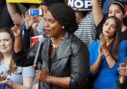 Pressley speaks as AOC, others listen