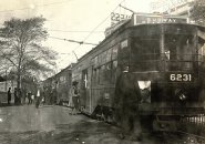 People boarding a streetcar in old Boston