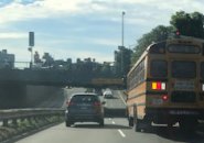 Bus backing up on Soldiers Field Road