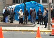 Decontamination tent at Brigham and Women's Hospital