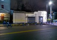 Crumbling, abandoned building on Geneva Avenue in Dorchester