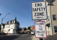 End Safety Zone, Start Danger Zone, according to Somerville signs