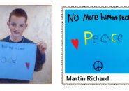 Proposed stamp that would read: No more hurting people - Peace