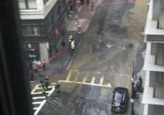 Flooded State Street in downtown Boston