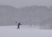 Cross-country skier at Franklin Park golf course