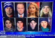 Eight reporters in the snow
