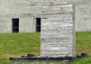 Boarded up Confederate memorial