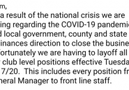 Layoff notice to BSC staff, including general managers