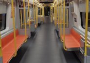 An empty Orange Line car