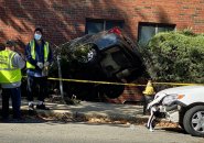 Car into building on Washington Street in Roslindale