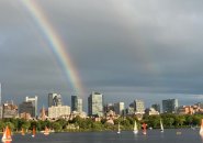 Rainbows over Boston and Charles River
