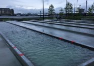 Flooded bocce courts in the North End