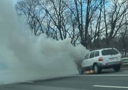 Car fire on the Massachusetts Turnpike