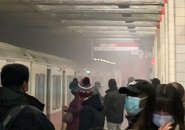 Smoke from a Red Line train at Broadway