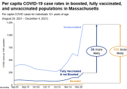 Chart showing numbers of cases among unvaccinated and vaccinated