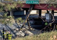 Remains of the truck on the turnpike