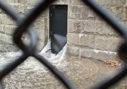 Water pouring out of Bellevue Hill water tower