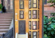 Little Free Library looking like a Back Bay brownstone