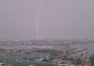 Lightning strike across Boston Harbor