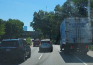 Truck backing up on Storrow Drive