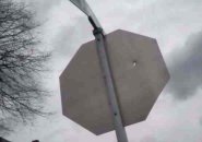 Bullet hole in a stop sign