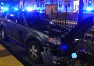 Smashed SUV on Green Line tracks