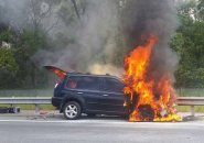 SUV on fire in Milton