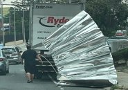 Truck peeled back in Dorchester