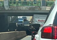 Truck nearly slams into overpass on Huntington Avenue outbound at Mass. Ave.