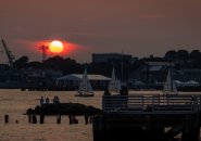 Sun setting over Charlestown as seen from the East Boston waterfront