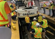 MBTA track workers at Park Street try to fix rail problems