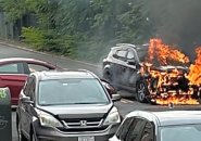 Car on fire after 