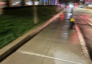 Wet sidewalk along GBH building