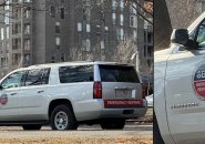 EPA emergency-response SUV at Leverett Pond in front of Brook House