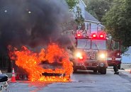 Car fully involved in flames on Magee Street in Hyde Park