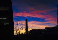 Vivid blue and orange sunset over MIT