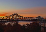 Sunrise over the Tobin Bridge and the Mystic River