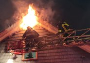 Firefighters and fire on Paine Street in Roslindale