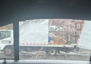 Box truck demolished in a Soldiers Field Road storrowing