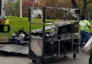 Charred remains of hot-dog stand on the Common