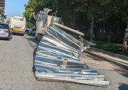 The remains of a truck shredded by a bridge on Soldiers Field Road