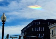 Multi-colored clouds over Dorchester Avenue