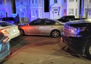 Jammed intersection with no room for pedestrians in East Boston