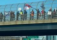 Trumpies on an overpass