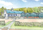 Rendering of proposed new farmstand and greenhouse at Allandale Farm