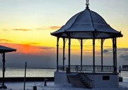 Sunrise through the Revere Beach gazebo