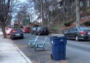 Chairs saving space on Redlands Road in West Roxbury