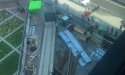 Looking down at the steel beams that fell from a crane at Hub on Causeway at the Garden