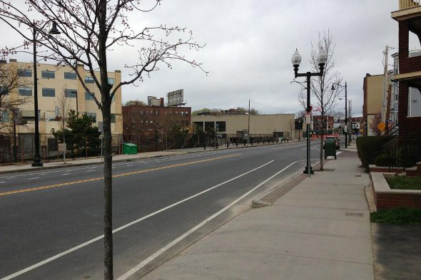 Normally bustling Porter Square in Cambridge this morning. Photo by Brian Chalifour.