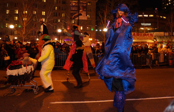 Stilts lady in First Night parade